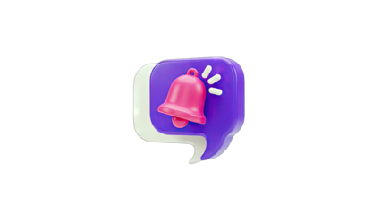 3D Notification Bell Icon on Speech Bubble