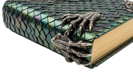 Green dragon scale book with silver claw embellishments scales metallic