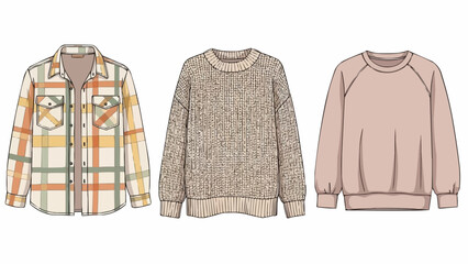 Collection of three stylish casual tops for women. © Holi