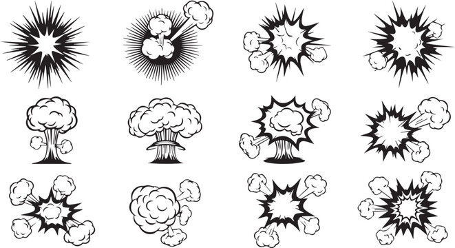 Collection of Explosion and Blast Effects for Graphic Design