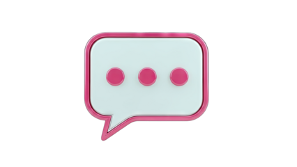 3D Pink Chat Bubble Icon on White Background