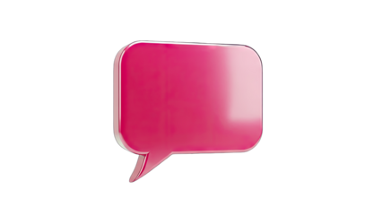 3D Pink Speech Bubble Floating on White Background