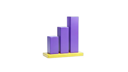 3D Purple Bar Chart Rising on White Background