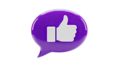 3D Purple Like Icon on White Background
