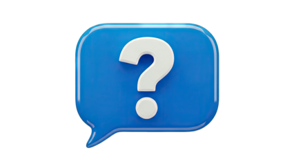 3D Question Mark in a Blue Speech Bubble on White Background