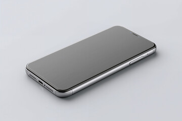 Silver Smartphone with Gray Screen on Light Background