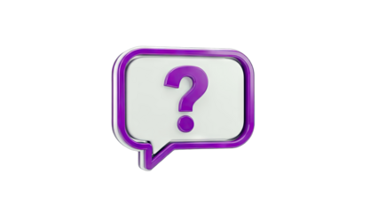 3D Question Mark in a Speech Bubble on White Background