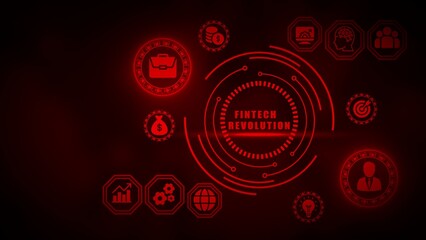 Fintech revolution concept with red on black background finance technology