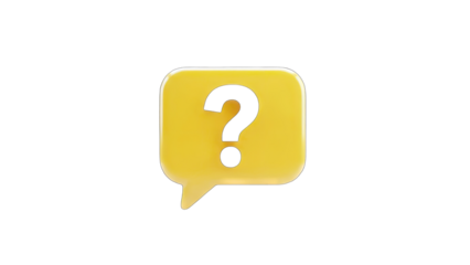 3D Question Mark in Speech Bubble on White Background