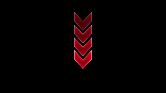 Stacked Red Arrow Motion Animation | Multi-Level Direction Cue Loop, Navigation Layer Shift, Modern Pointer Signal & Dynamic UI Indicator Movement for Visual Guidance