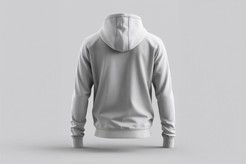 White Hoodie Back View Mockup Isolated on Light Gray Background