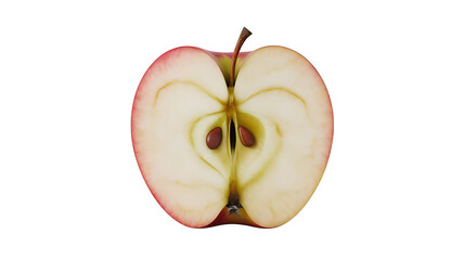 Fresh Apple: A close-up view reveals a cross-section of a fresh apple. Showing a perfect composition of its natural elements. Illustrating the freshness and organic nature of a ripe fruit.