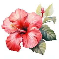 Beautiful hibiscus flower in full bloom on a white background