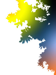 Bright multi-colored leaf patterns, organic abstract shapes and smooth color transitions