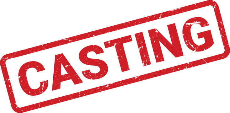 Distressed Red Casting Stamp Illustration on White Background, Showing Acting Audition Concept or Production Call