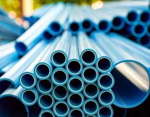 blue plastic pipes