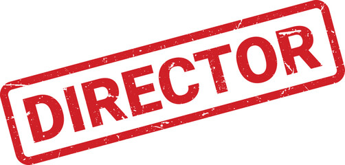 Red Director Stamp on White Background Grunge Effect, Rectangular Shape, Business Designation