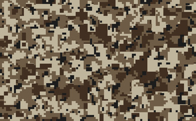 Digital pixel camouflage seamless pattern for your design. Desert color military camouflage fabric. Camo texture	