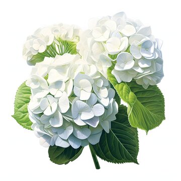 Elegant arrangement of white hydrangea flowers on a white backdrop