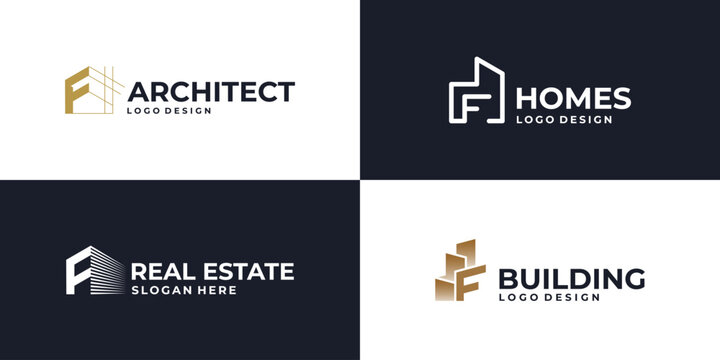 creative initial letter F real estate logo symbol, building logo design vector