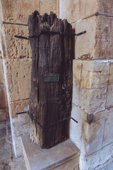 A piece of Roman Wharf Timber in Saint Magnus the Martyr's Church in London