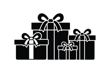 4 gift boxes with ribbon silhouette vector illustration