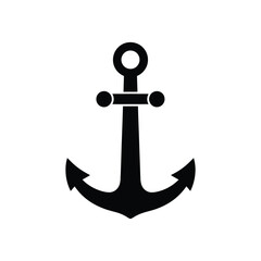 Anchor solid silhouette icon black vector for sea, boating, and nautical design