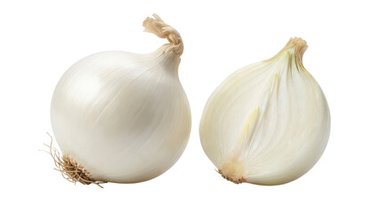 Fototapeta premium Whole White Onion and Halved White Onion isolated PNG with Transparent Background