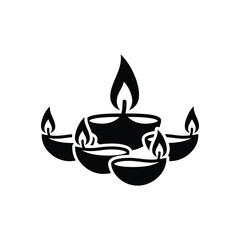 Festival diya lamps silhouette vector art illustration