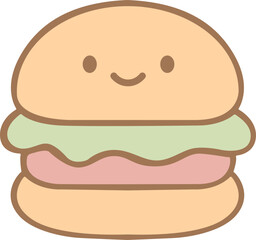 Cute Cartoon Hamburger Illustration