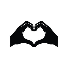 Obraz premium two hands forming a heart shape silhouette vector illustration