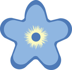 Blue five petal flower icon