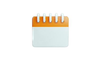 3D Rendered Calendar Icon on White Background