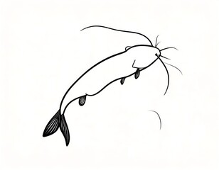 Obraz premium Simple black and white drawing of a jumping fish