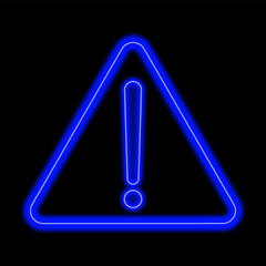 Digital Alert & Danger Sign. Neon Blue Warning. System Error