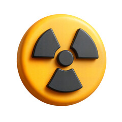 Fototapeta premium Three dimensional bright yellow and black radiation hazard warning symbol icon design on a neutral background.