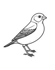 Fototapeta premium Simple black and white line drawing of a small bird