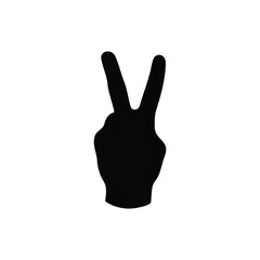 Peace hand sign silhouette icon vector flat design.