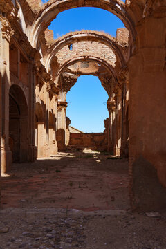 Ruins of the Church of San Agust&iacute;n in Belchite Viejo, Aragon, Spain.
