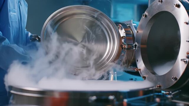 Medium shot of a technician using steam heat sterilization equipment to disinfect surfaces ensuring a germfree clean environment with hightemperature purification.