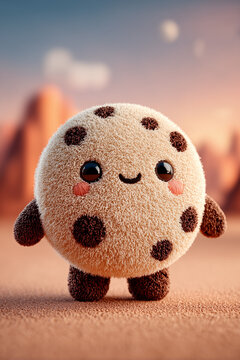 Kawaii Plush Chocolate Chip Cookie Character