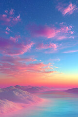 Fototapeta premium Starry pastel sky above calm horizon