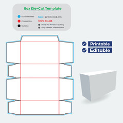 Box packaging die cut template design with 3d mockup