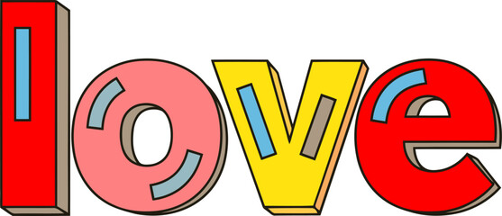 Colorful "Love" Word Graphic for Valentine's Day Celebration