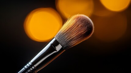 Fototapeta premium Beauty application techniques using makeup brush studio setting photography soft lighting close-up cosmetic artistry