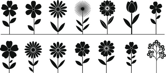 Diverse Vector Icon Collection Featuring Simple, Modern, and Detailed Minimalist Floral Designs.