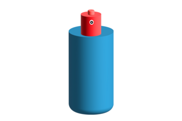 Minimalistic illustration of a spry  blue bottle on white background .