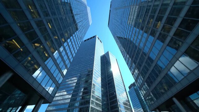 Modern skyscrapers reaching to the sky under bright sunlight