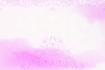 Pink Floral Mandala Border Background