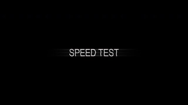 Text glitch speed test internet network connection digital error suitable for tech videos, gaming intros, network diagnostics, or digital themes.